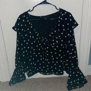 Sanctuary black and white polka dot blouse